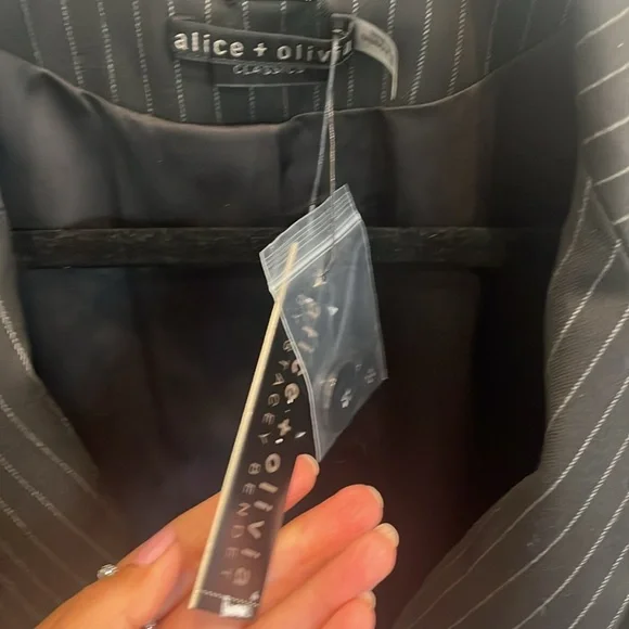 ALICE + OLIVIA Maya Cropped Pinstrip Jacket